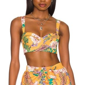 Agua Bendita Yellow Print Crop Top